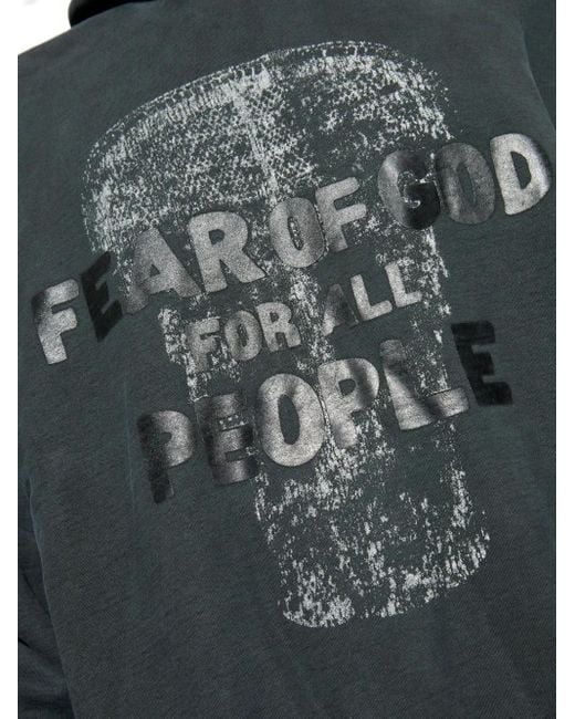 Fear Of God Gray Graphic-Print Hoodie for men