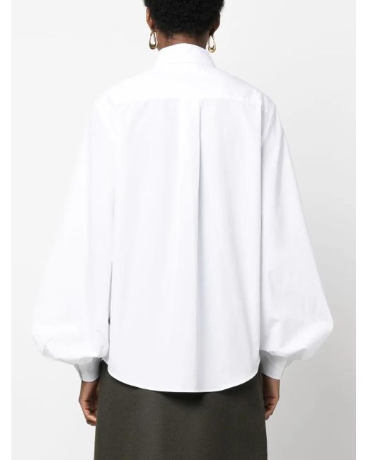 P.A.R.O.S.H. White Puff-Sleeves Cotton Shirt