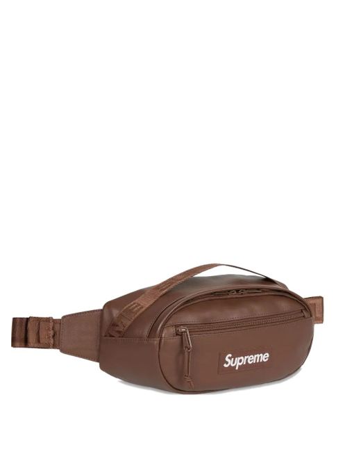 Supreme Brown Leather Belt Bag for men