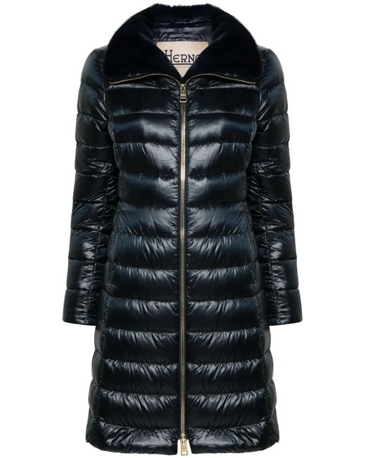 Herno Black Logo-Plaque Coat