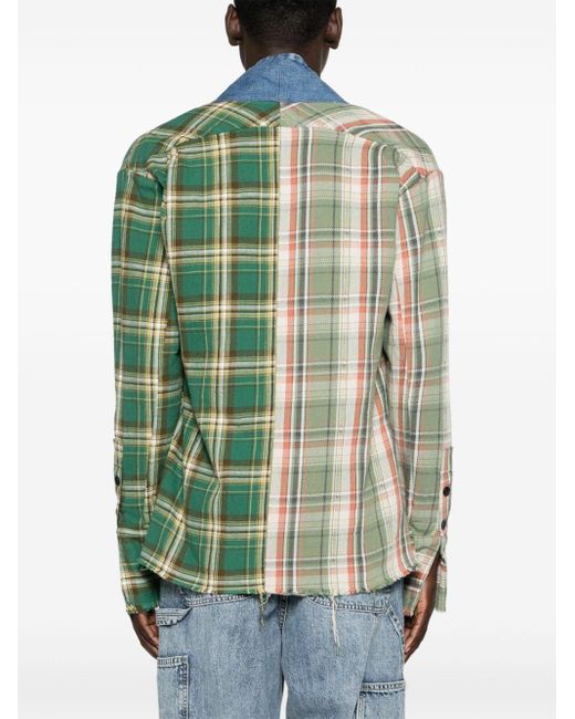 Giacca-camicia con design patchwork di Greg Lauren in Green da Uomo