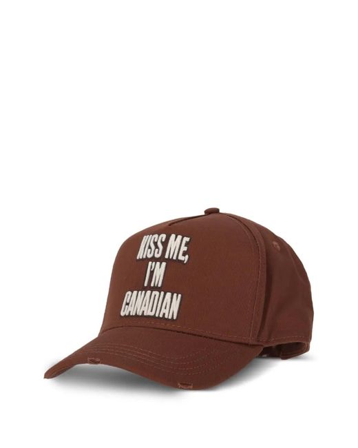 DSquared² Brown Embroidered Baseball Cap for men