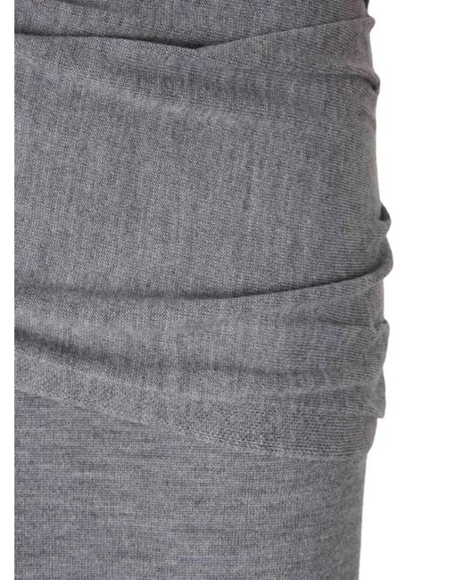 Staud Gray Wilma Ruched Midi Skirt