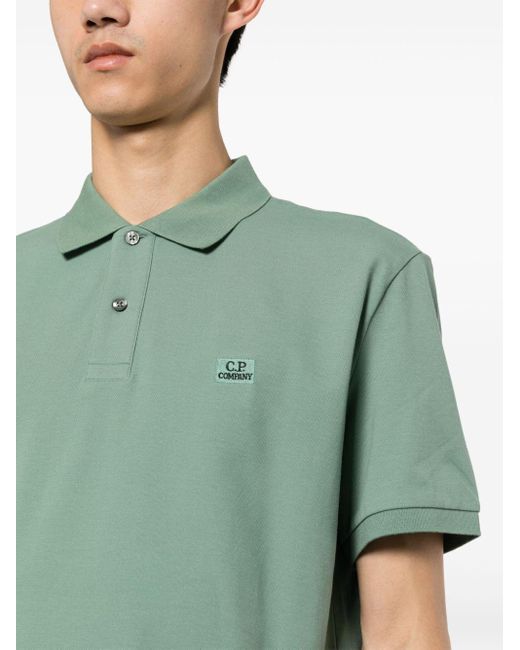 C P Company Poloshirt Met Geborduurd Logo in het Green voor heren
