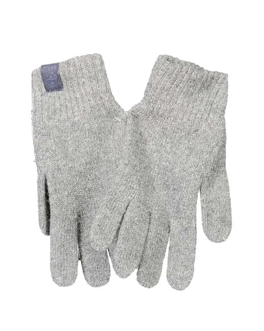 North Sails Gray Logo-Patch Knit Gloves for men