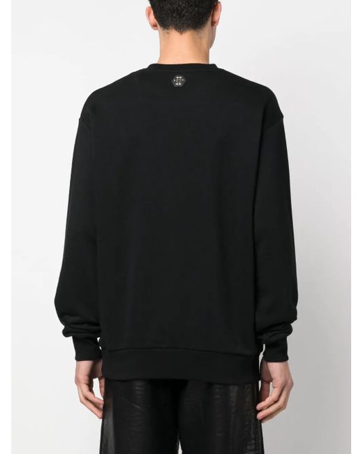 Philipp Plein Black Logo-Print Long-Sleeved Sweatshirt for men