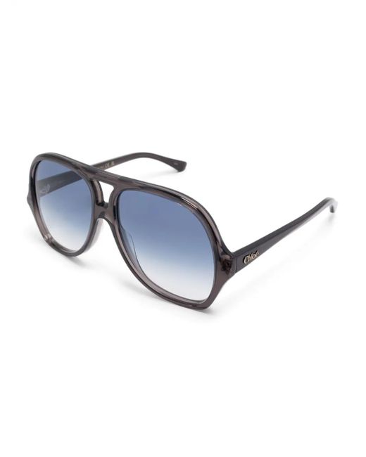Chloé Blue Pilot-Frame Sunglasses