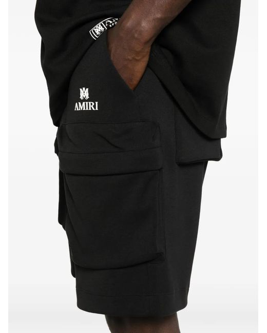 Amiri Black Shorts Cargo Logo for men