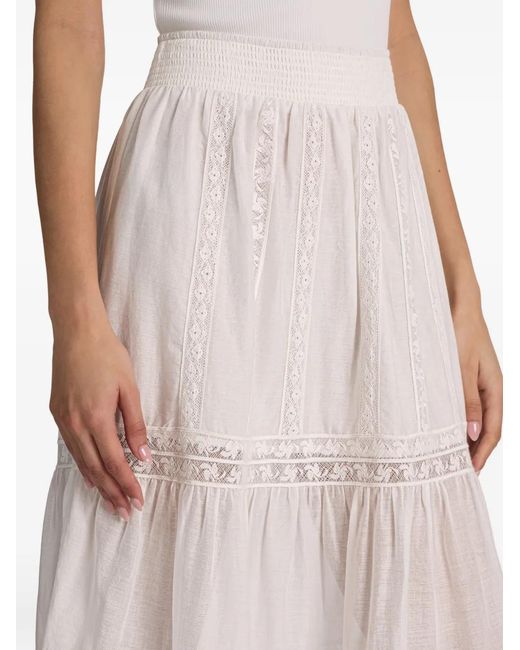 Alice + Olivia White Kathryn Lace-Trim Maxi Skirt