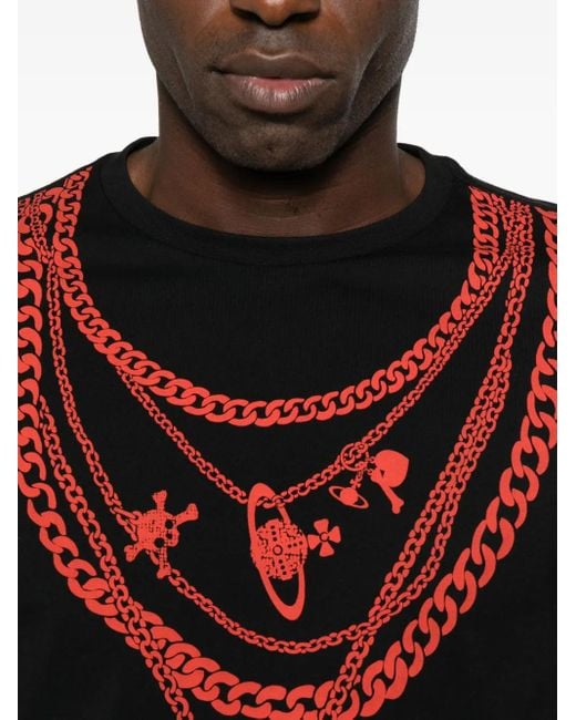 Vivienne Westwood Black Chain-Print T-Shirt for men