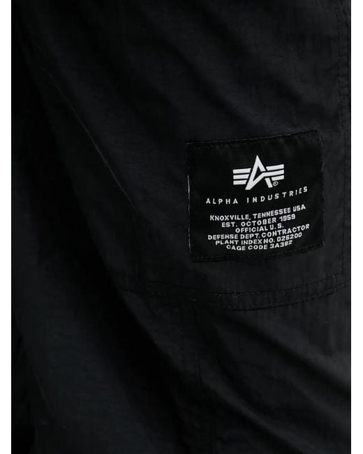 Alpha Industries Black Side-Pocket Track Pants for men