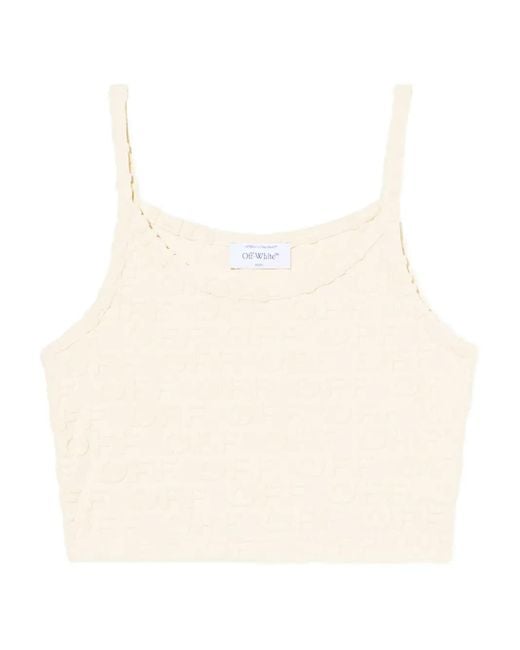 Top Con Monogramma Goffrato di Off-White c/o Virgil Abloh in Natural