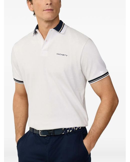 Hackett White Tipping-Detail Polo Shirt for men