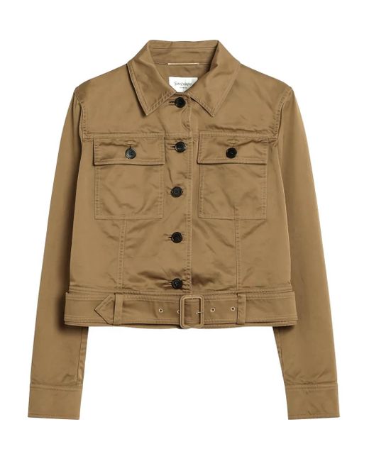 Saint Laurent Cotton Jacket in Natural | Lyst