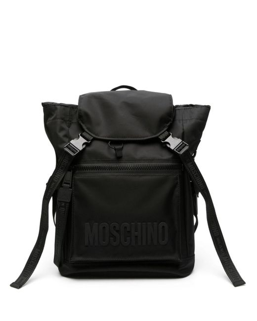 メンズ Moschino ロゴアップリケ バックパック Black