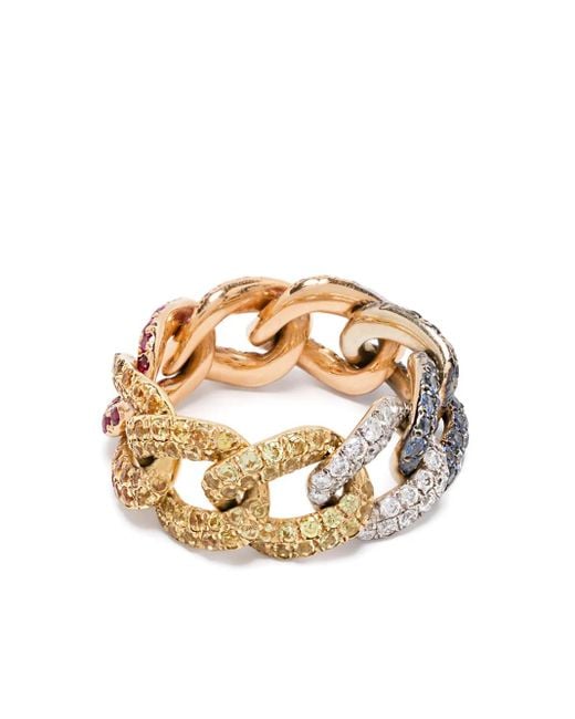 SHAY Metallic 18K Pave Essential Link Ring
