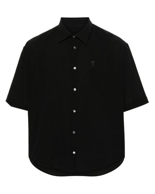 AMI Black Ami De Coeur-embroidered Shirt for men