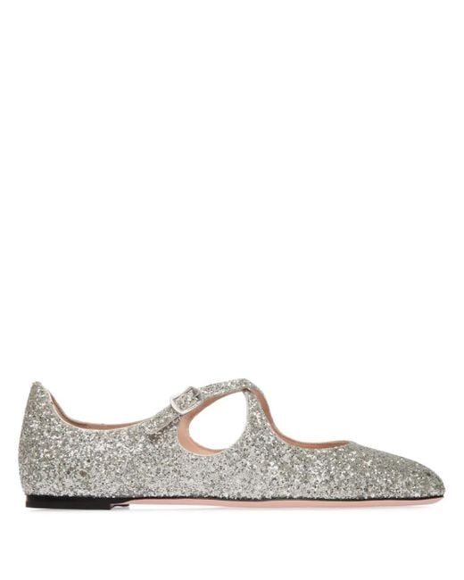 Bally White Glitter Ballet Flats