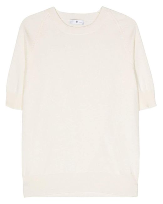 PT Torino White Cotton-blend Ribbed T-shirt for men