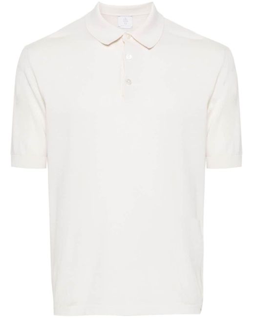 Eleventy White Fine-ribbed Cotton Polo Shirt for men