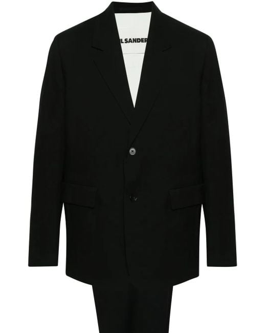 Jil Sander Black Single-Breasted Wool Suit for men