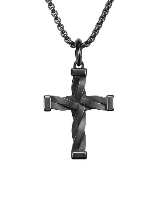 David Yurman Black Dy Helios Cross Pendant (48Mm) for men