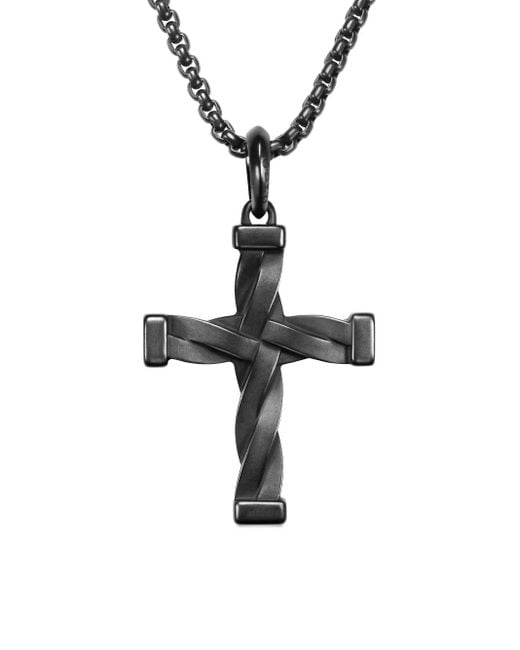 David Yurman Dy Helios Cross Hanger (48Mm) in het Black voor heren
