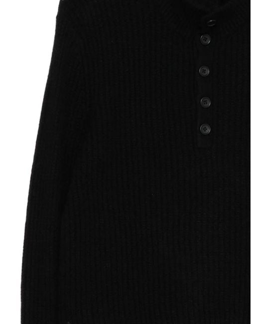 James Perse Black Lightweight 1/4 Button Jumper for men