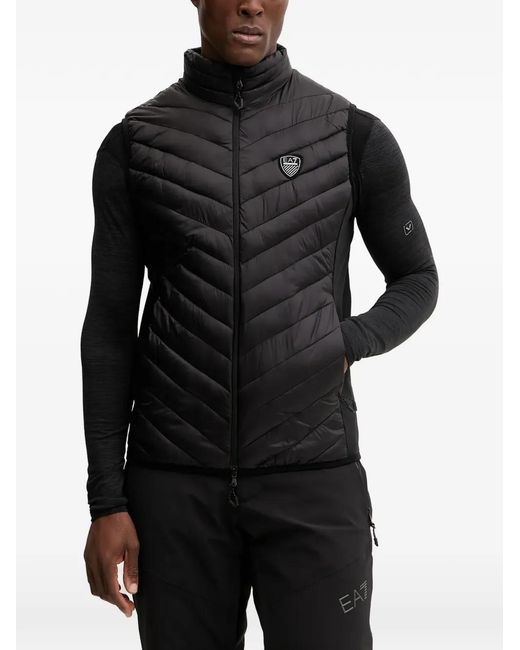 EA7 Black Quilted Gilet for men