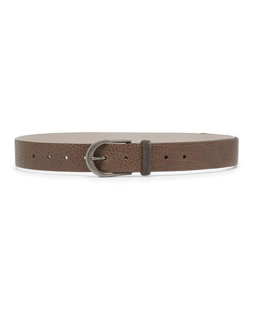 Brunello Cucinelli Brown Monili-detail Leather Belt