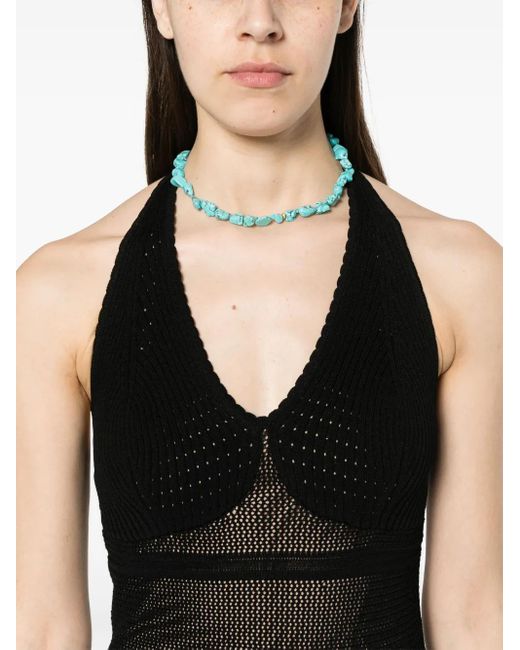 Twinset Black Open-Knit Maxi Dress
