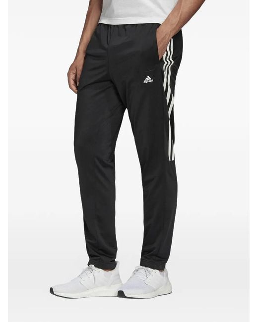 adidas メンズ ブラック ストライプ トラックパンツ