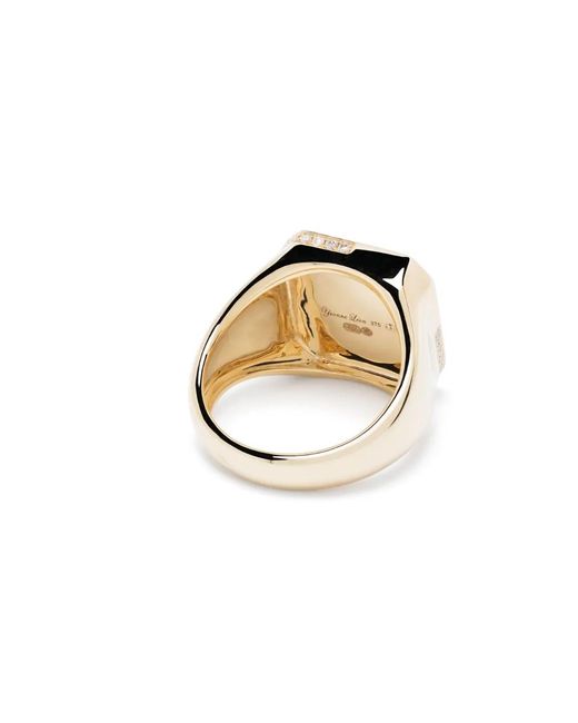 Yvonne Léon Metallic 9Kt Petit Damier Diamond And Malachite Signet Ring for men