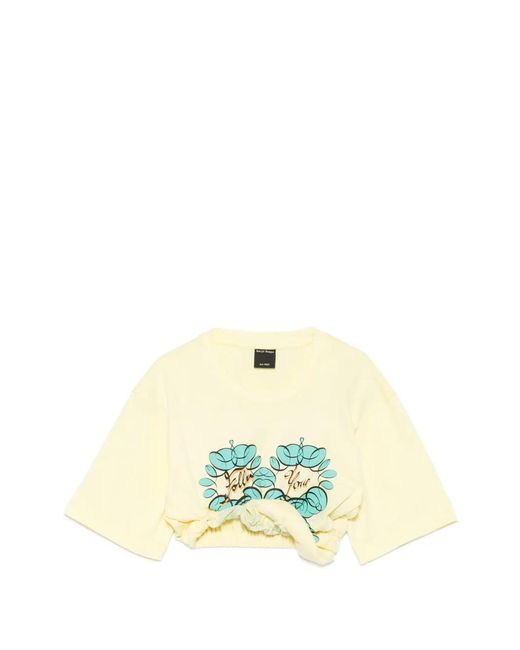 MERYLL ROGGE Metallic Graphic-Print Cropped T-Shirt