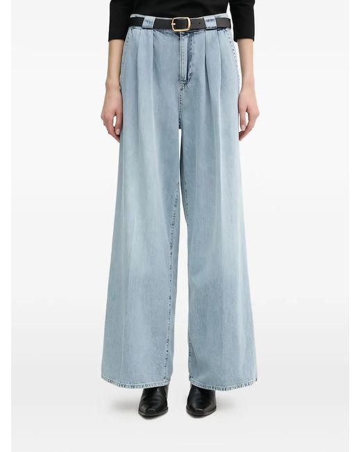 Joop! Blue Pleated Wide-Leg Jeans