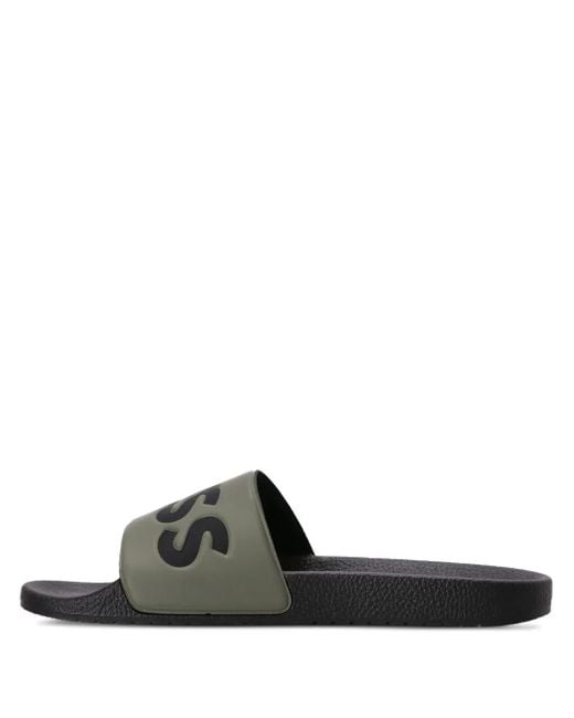 Boss Black Logo-Emed Slides for men