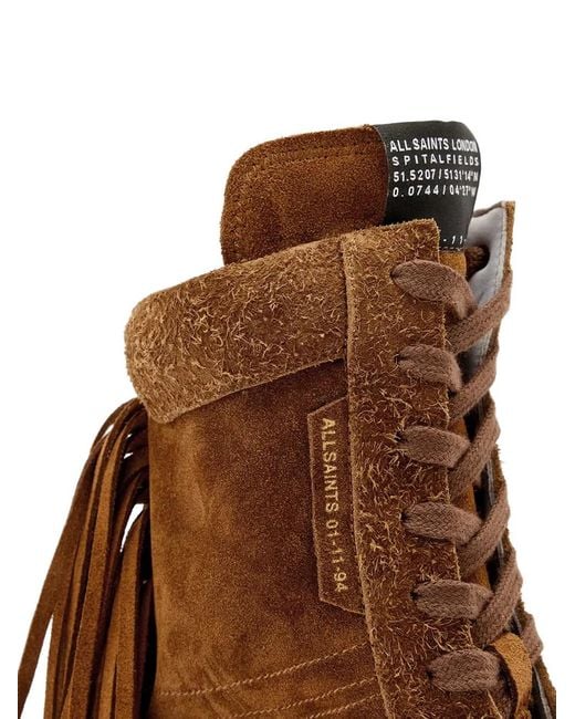 AllSaints Brown Louise Fringe-Detail Sneakers