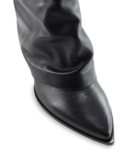 Notabene Black Calf Leather Pointed Heel Boots