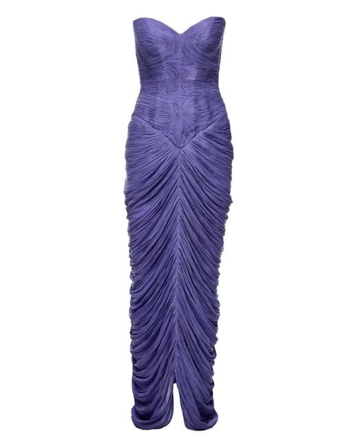 Ana Radu Purple Strapless Draped Asymmetrical Dress