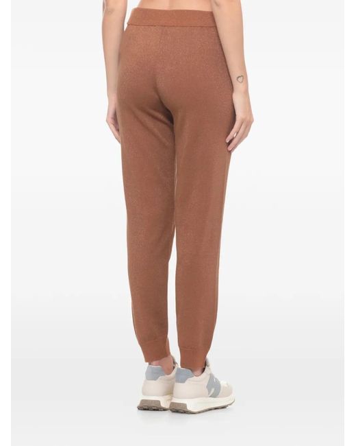 Kangra Brown Glitter-Effect Drawstring Track Pants
