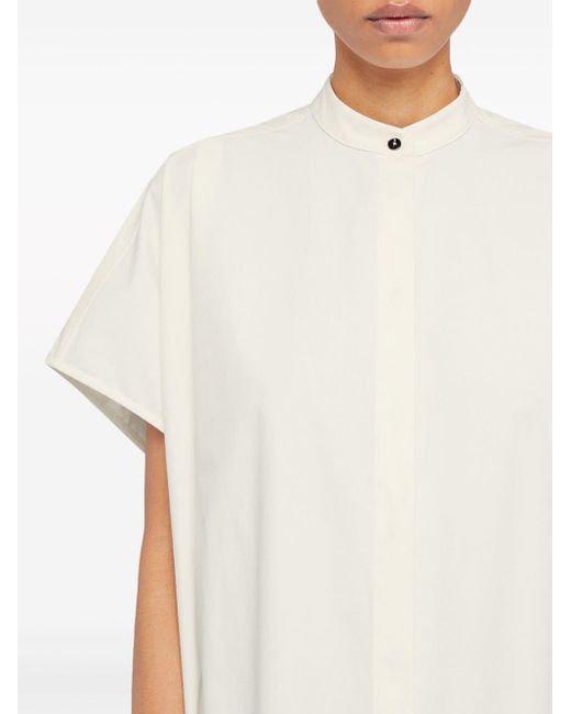 Jil Sander White Kragenloses Hemdkleid mit Gürtel