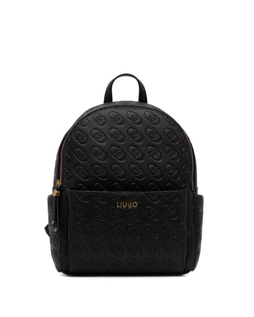 Liu Jo Black Debossed-Logo Backpack