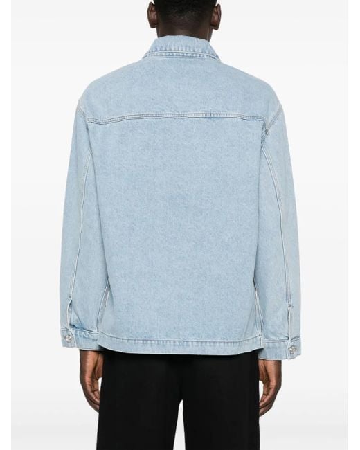 Gcds Blue Grafitti-print Cotton Denim Jacket for men