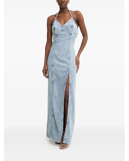 Guess Slit-Detail Denim Maxi Dress in Blue