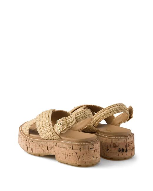 Prada Brown Crochet-Strap Sandals