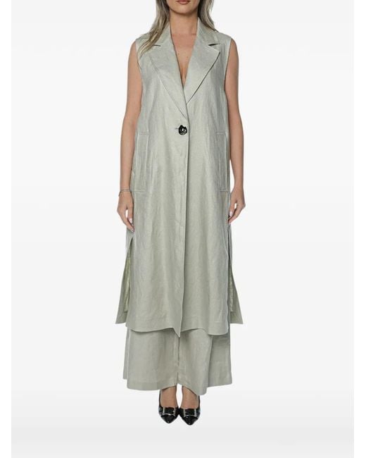 ARMANI EXCHANGE White Sleeveless Notched-Lapel Coat