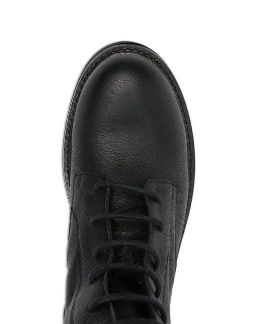 GISÉL MOIRÉ レザー コンバットブーツ Black