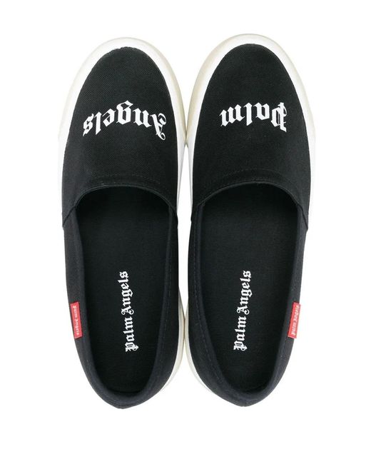 Palm Angels Black Logo Slip-On Sneakers for men
