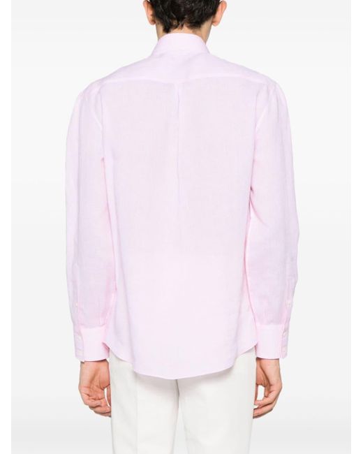 Brunello Cucinelli Linnen Overhemd in het Pink voor heren