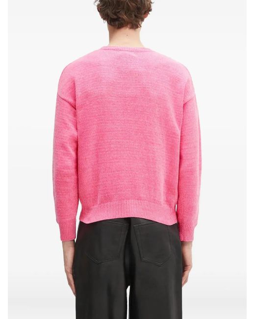 A Bathing Ape Pink Embroidered Crew-Neck Sweater for men